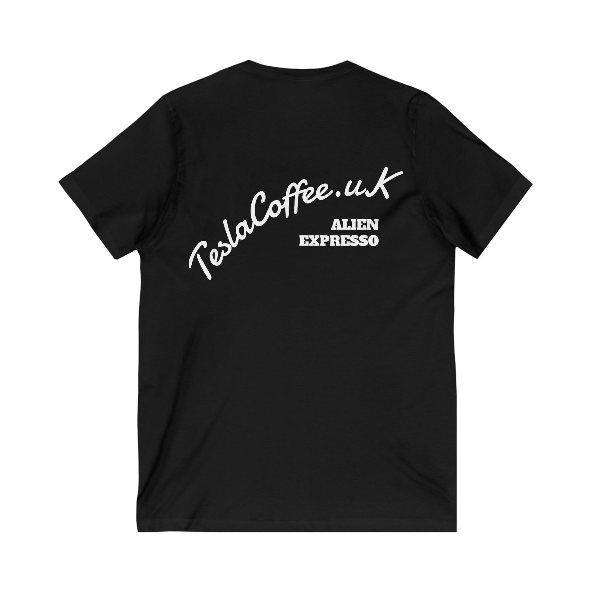TESLA COFFEE® - Black & White Unisex Jersey Short Sleeve V-Neck Tee - TESLA COFFEE®