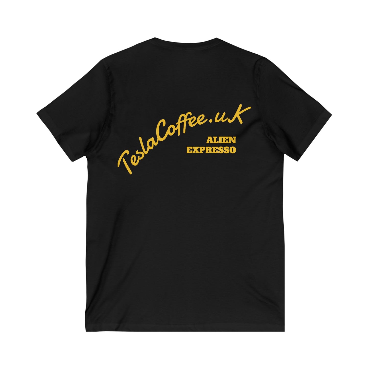 TESLA COFFEE® - Black & Yellow Unisex Jersey Short Sleeve V-Neck Tee - TESLA COFFEE®