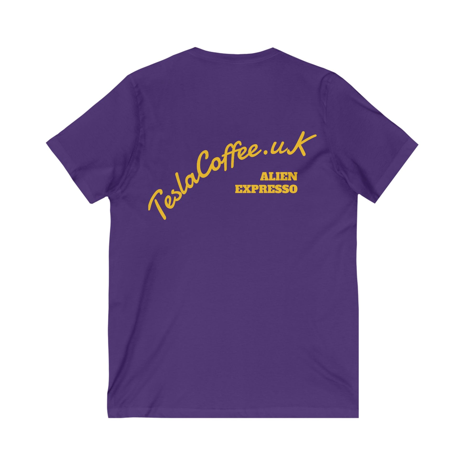 TESLA COFFEE® Purple & Yellow Short Sleeve V-Neck Tee - TESLA COFFEE®