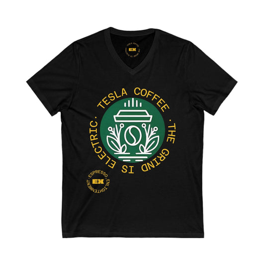 TESLA COFFEE® V-Neck Tee Shirt Printify