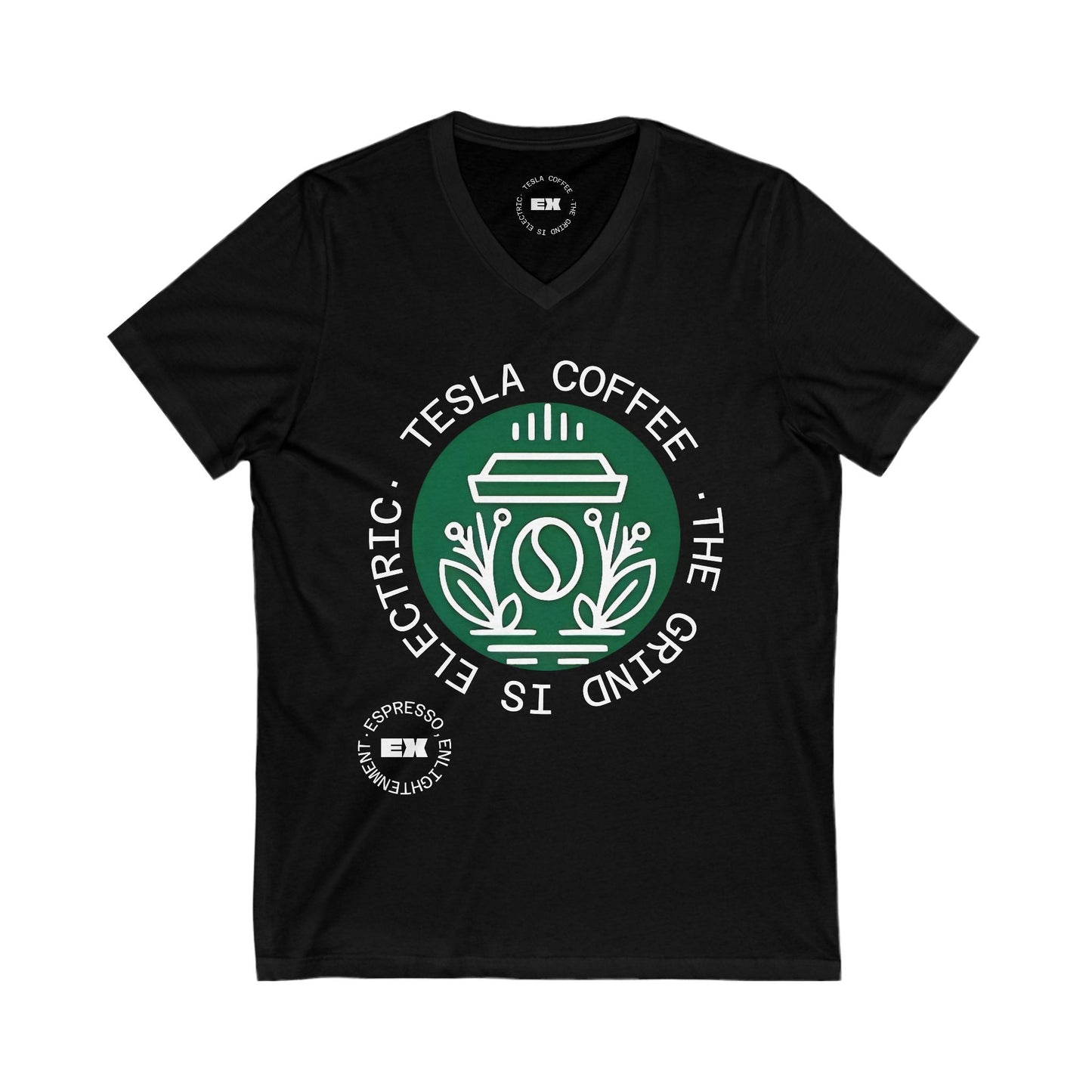 TESLA COFFEE® V-Neck Tee Shirt Printify