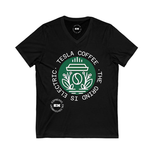 TESLA COFFEE® V-Neck Tee Shirt Printify
