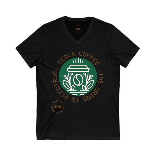 TESLA COFFEE® V-Neck Tee Shirt Printify
