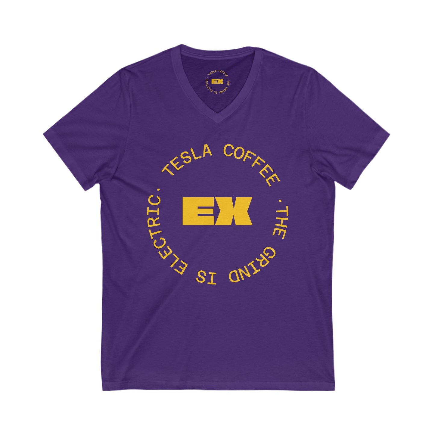 TESLA COFFEE® Purple & Yellow Short Sleeve V-Neck Tee - TESLA COFFEE®