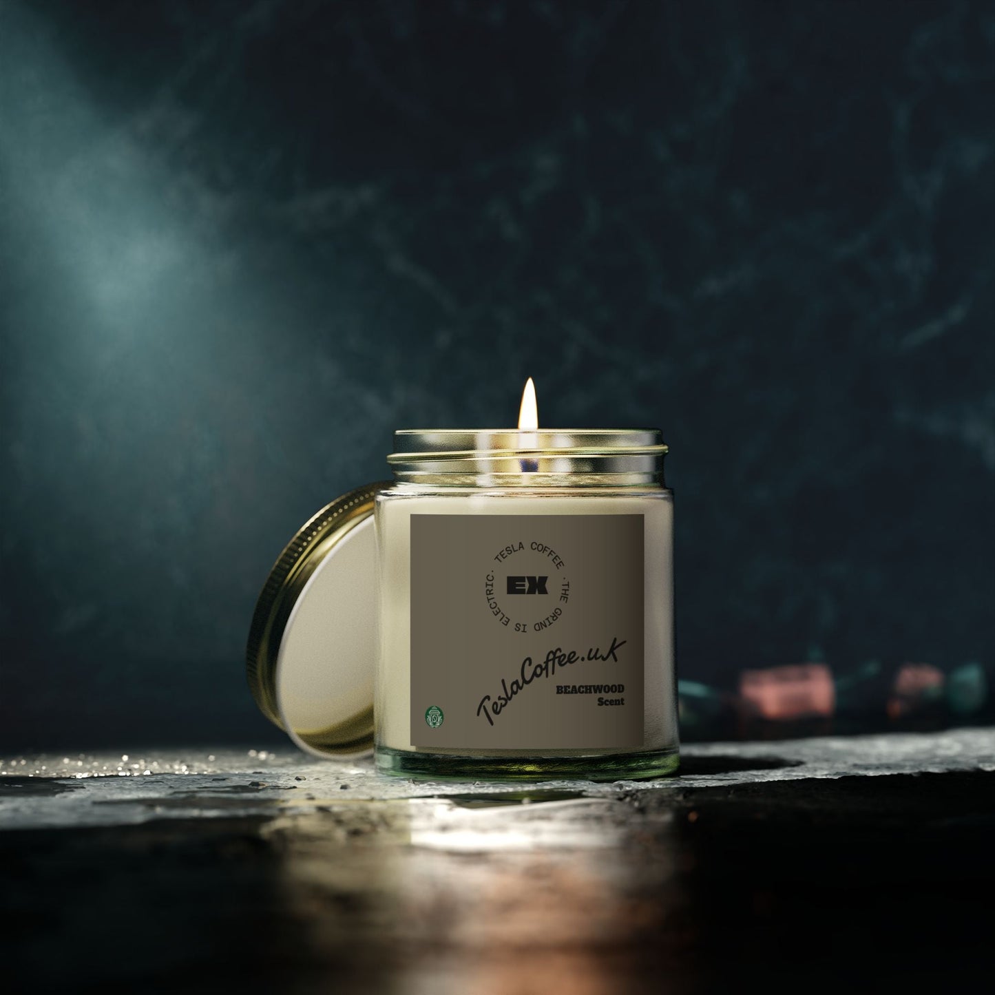 Tesla Coffee® Beachwood Scent Candle Printify