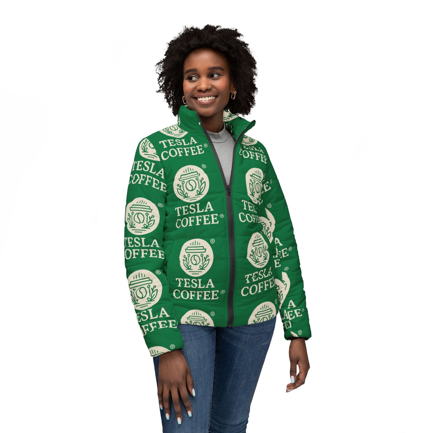 TESLA COFFEE® Puffer Jacket Printify